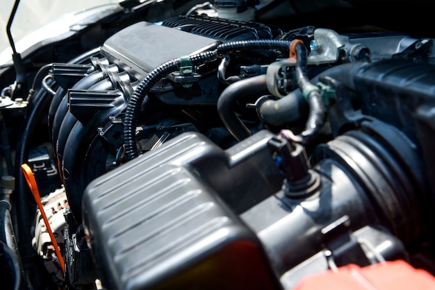 Detail of engine car inside the car hood