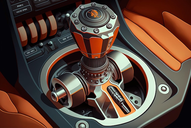 Detail of an expensive cars automatic gearbox gear shift and interior design