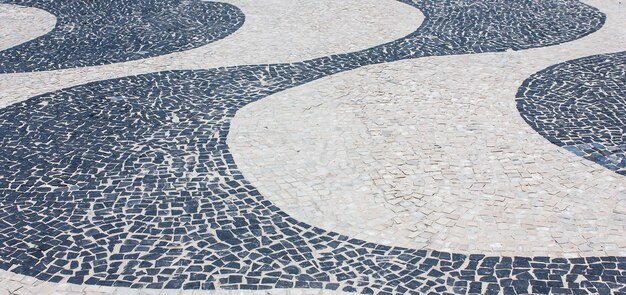 Detail of the famous Copacabana Promenade pavement in Rio de Janeiro