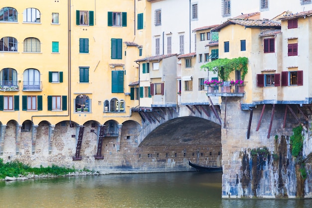 Detail of the famous landmark Ponte Vecchio in Florence, Italy