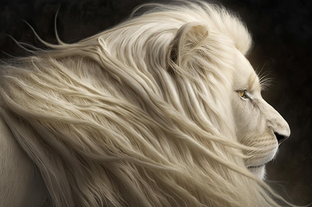 Detail of a female white lion39s fur up close