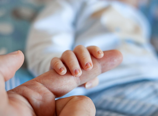 Detail of the fingers of a newborn especially the nails