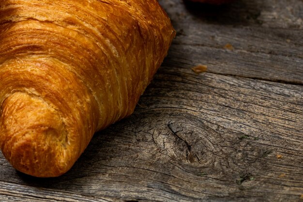 Detail of fresh croissant isolated french breakfast concept