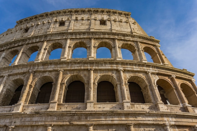 Detail from the ancient Colosseum in Rome, Italy