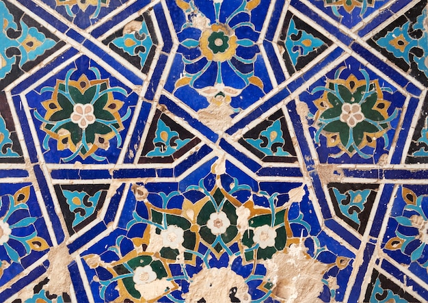 Detail of gold mosaic dome in madrasa