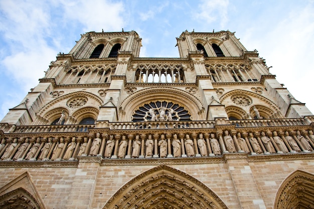 Detail of gothic Cathedral of Notre Dame in Paris