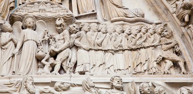 Detail of gothic Cathedral of Notre Dame in Paris