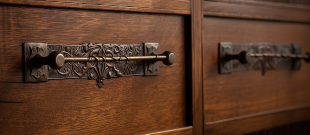 Photo detail of hardware on cabinetry