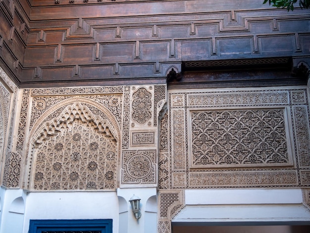 Detail inside of the Bay Palace in Marrakech Morocco