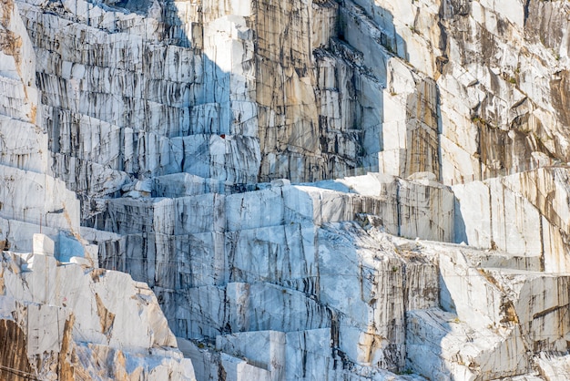 Detail of an Italian Marble quarry rock face