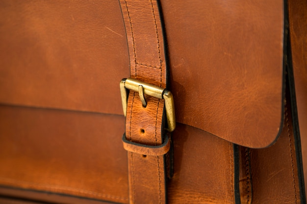 Detail of the leather bag