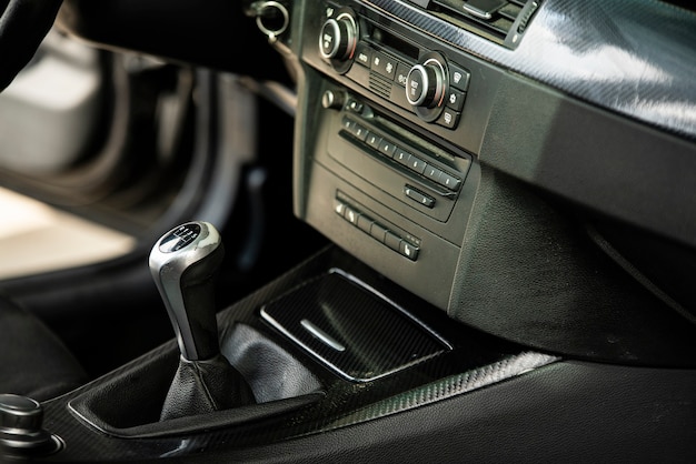 Detail of a luxury Car gear lever