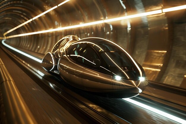 Photo detail the magnetic levitation vehicles sleek desi generative ai