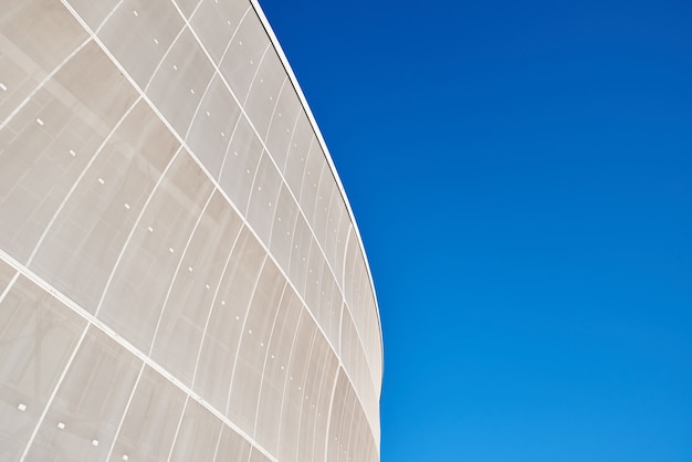 Detail of modern architecture building against blue sky