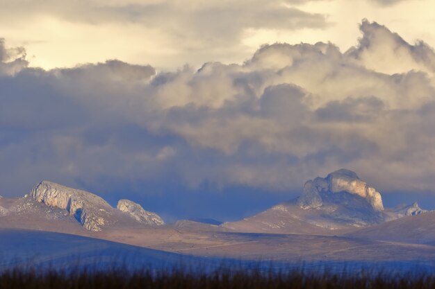 Detail of mountains at sunset in junin