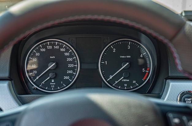 Detail of Odometer and luxury car indicators