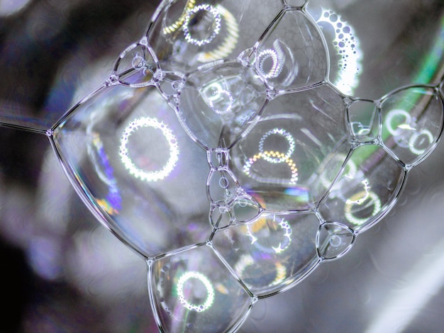 写真 砂糖入りシャボン玉の詳細デジタル顕微鏡で撮影