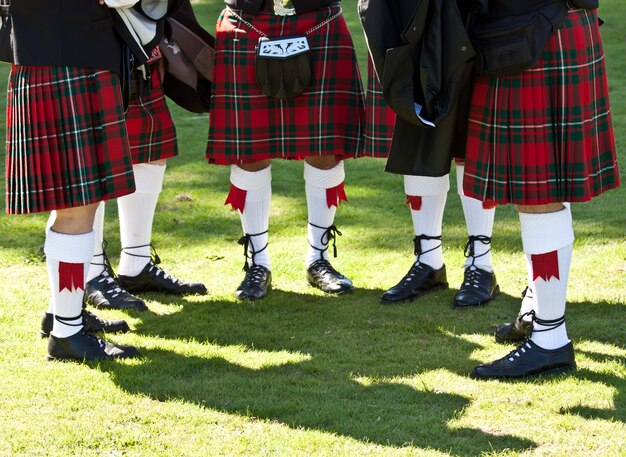 Detail of original Scottish kilts, during Highlands games