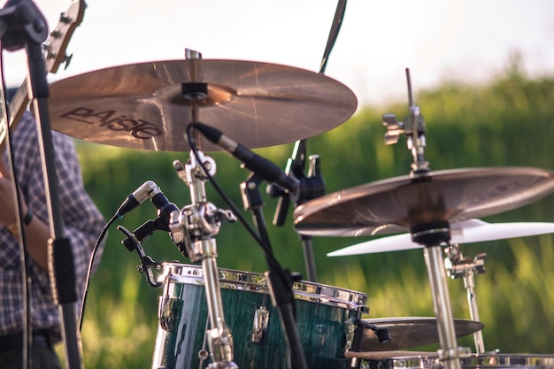 Photo detail of an outdoor drum shot during a concert