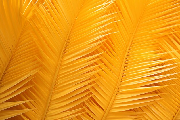 Detail of palm leaves yellow background