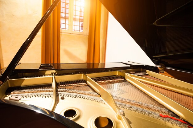 Detail of a piano in a concert room