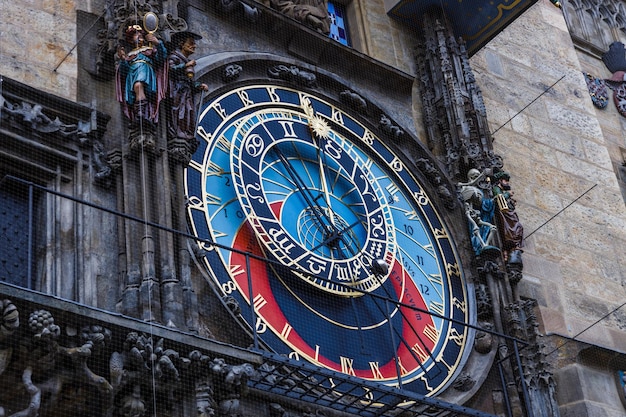 Detail of the Prague astronomical clock in the Old Town of Prague, Czech Republic