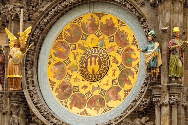 Detail of Prague's astronomical clock. Astronomical clock in Prague, Czech Republic.