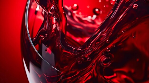 detail of red wine falling into a wine glass