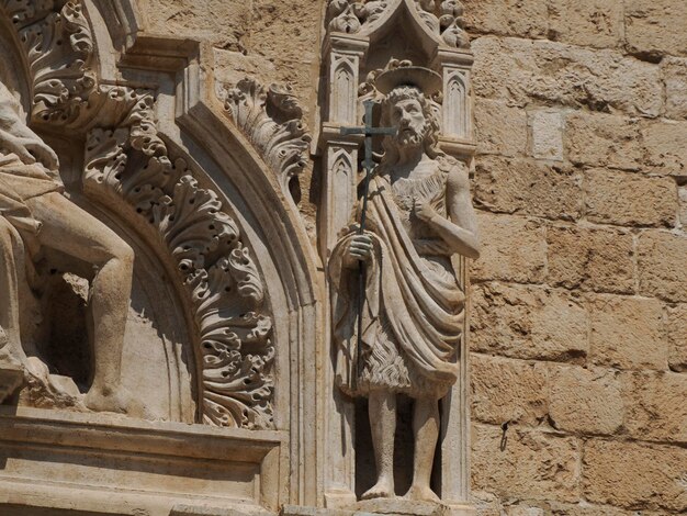 Detail of sculpture in Dubrovnik Croatia medieval town