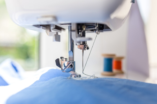 Detail of sewing machine and sewing accessories.