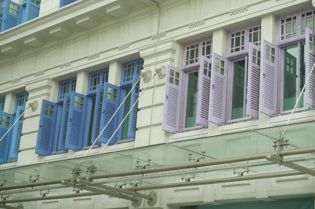 Detail shot of colorful windows on a buildings