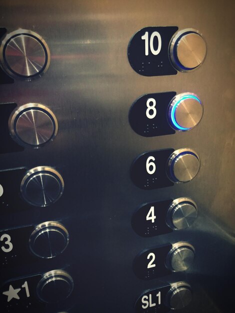 Photo detail shot of elevator numbers