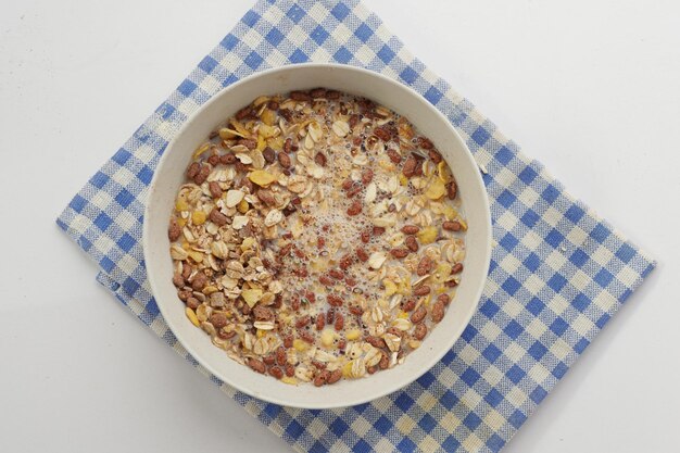 Detail shot of granola Musli in a bowl