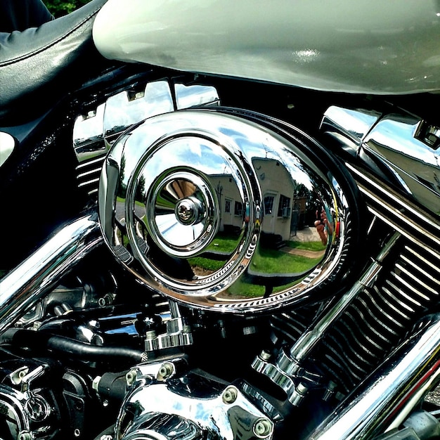 Photo detail shot of motorbike