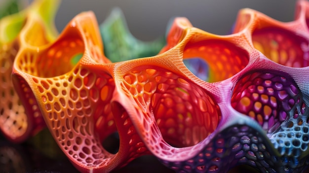 Photo a detail shot of a multicolored highresolution d printed model this innovative material allows for