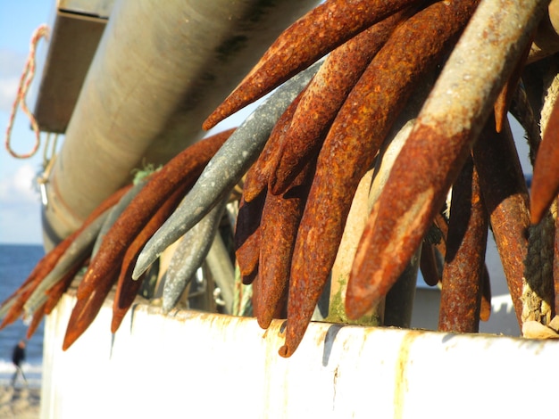 Photo detail shot of rusty objects