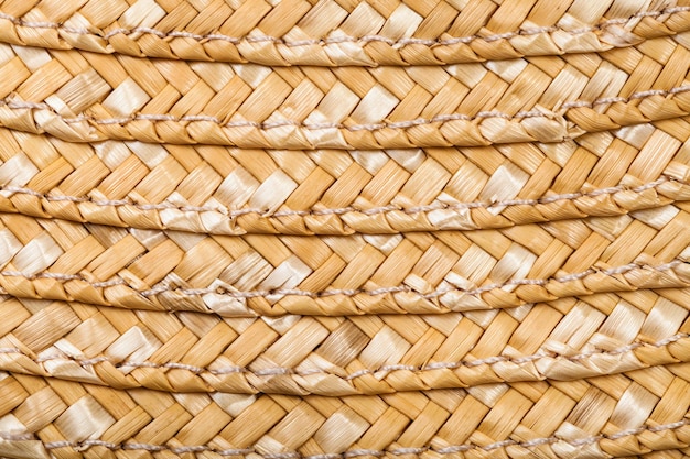 Photo detail of stitched summer straw hat from raffia