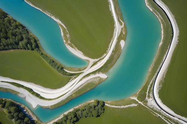 Detail of the Tagliamento river from above Friuli Venezia Giulia Italy Europe