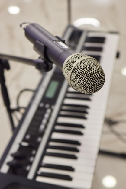 Detail take of a stage ready for a gig