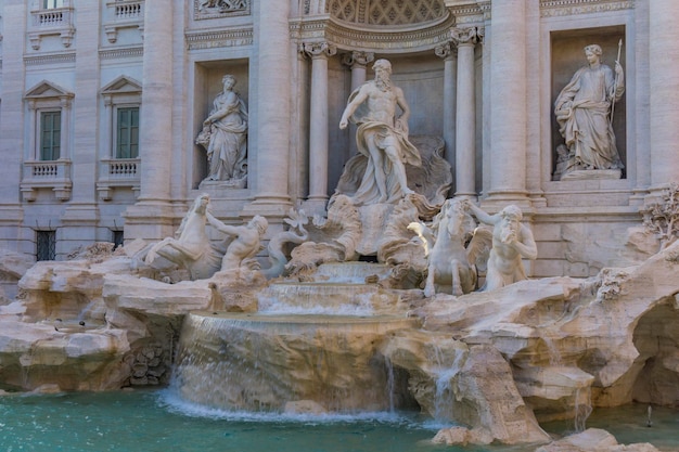 Detail of the Trevi Fountain in Rome, Italy