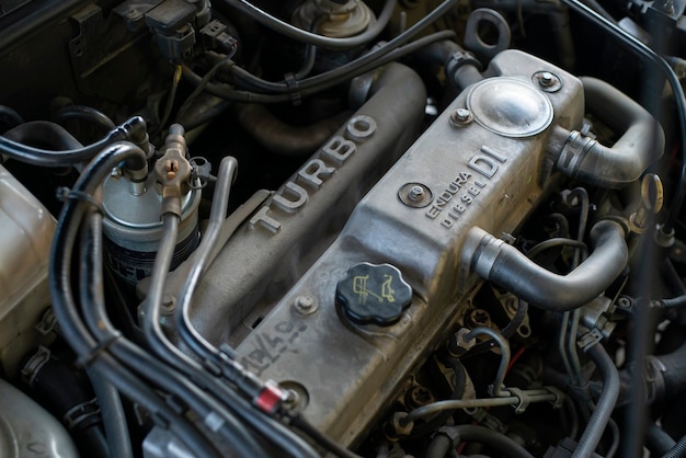 Detail of a turbo diesel engine used inside a car