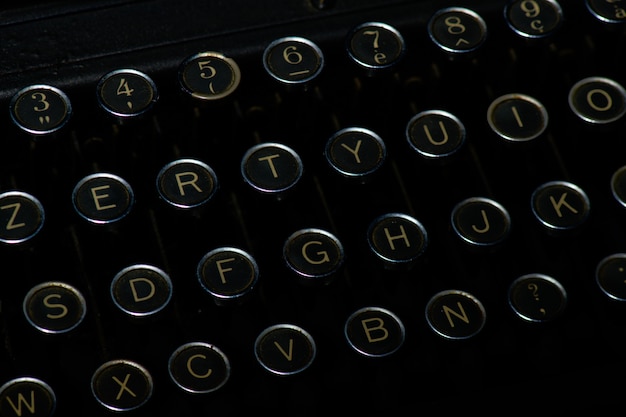 Detail of typewriter keys of the past