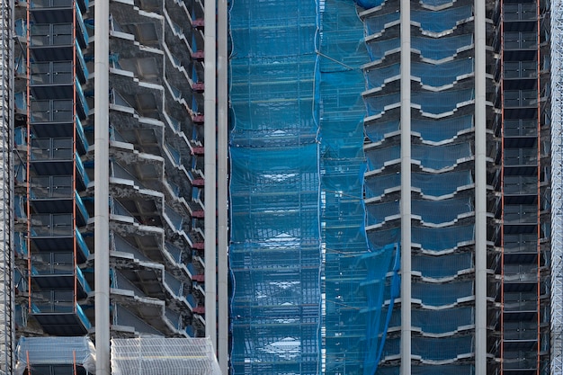 Detail van betonnen gebouw in aanbouw