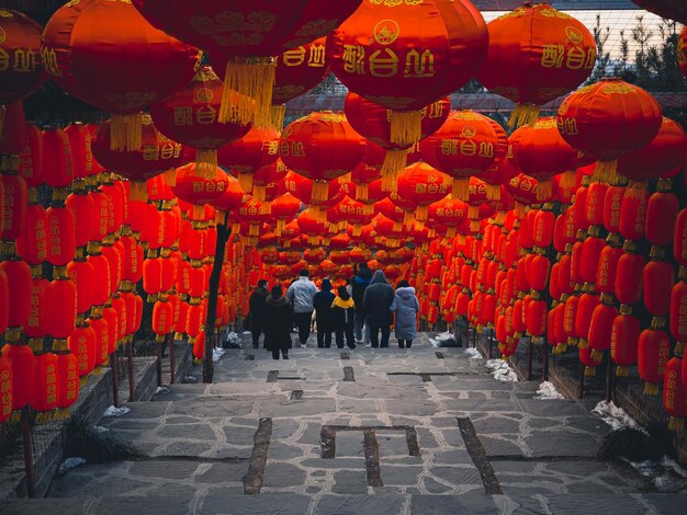 Foto detail van chinese rode lantaarns