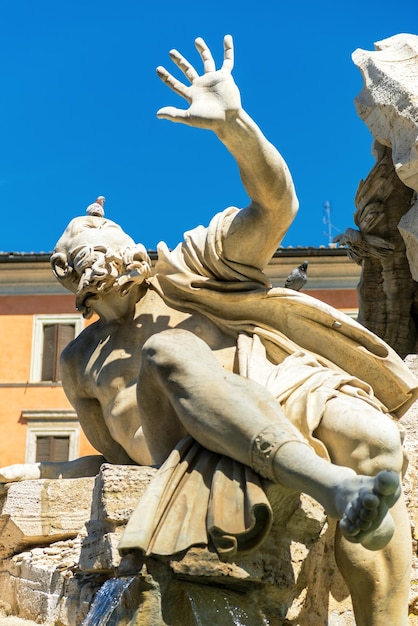 Detail van de fontein van de vier rivieren op de Piazza Navona in Rome