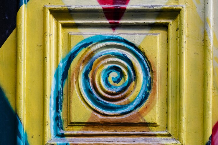 Foto detail van de gele deur