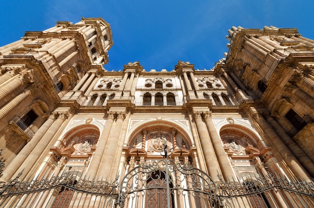 Detail van de gevel van de kathedraal van Malaga, Malaga, Andalusië, Spanje.