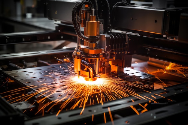 detail van een cnc lasersnijmachine gegenereerd door ai achtergrond