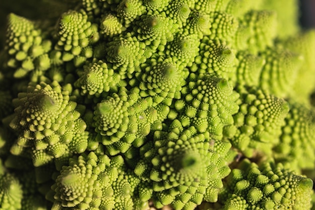 Деталь овощной картины текстуры брокколи романеско. Концепция здорового питания.