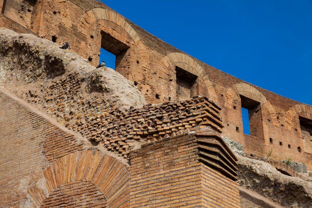 Detail of the walls of the famous colosseum in rome